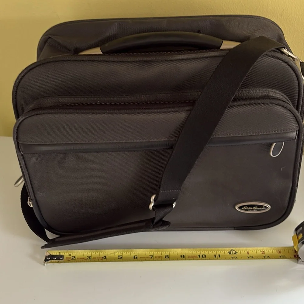 Eddie Bauer Black Ballistic Nylon Briefcase Laptop Overnighter